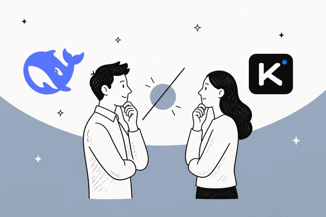 Illustration comparing DeepSeek V4 Flash and Moonshot AI's Kimi K3