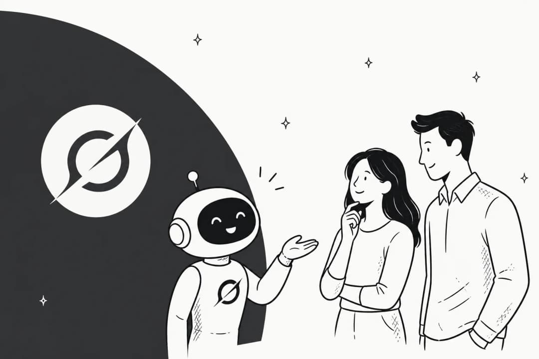 Grok Bot welcoming a new customer through onboarding, illustrated hero banner