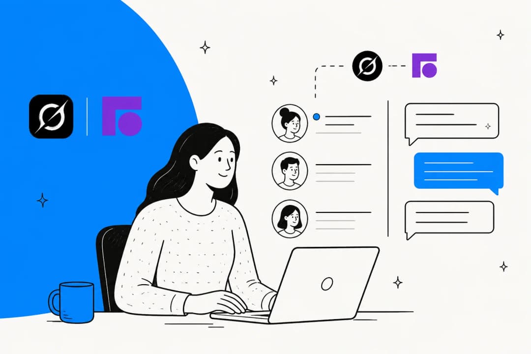Grok Bot working a Front support inbox, illustrated hero banner