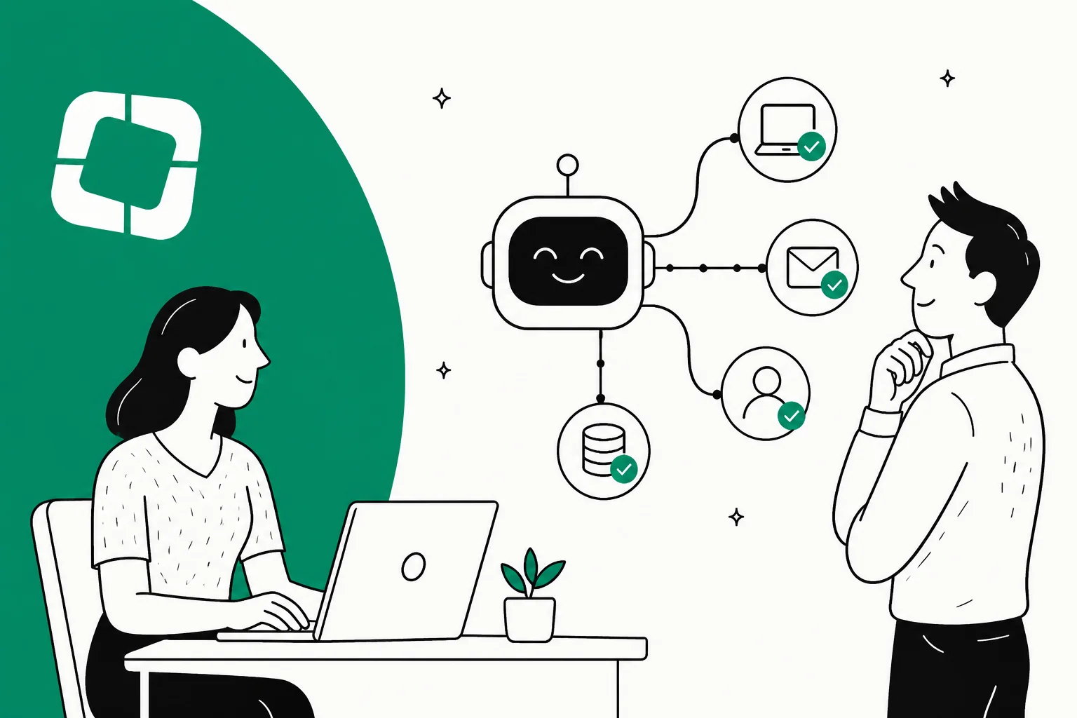 Illustrated hero banner for a Siit review, the AI IT service desk
