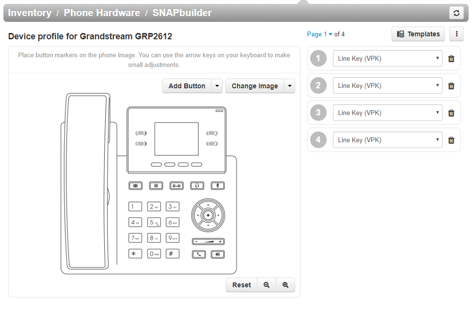 Snap Dial SNAPbuilder configuring line keys on a Grandstream GRP2612 desk phone, as taken from Snap Dial
