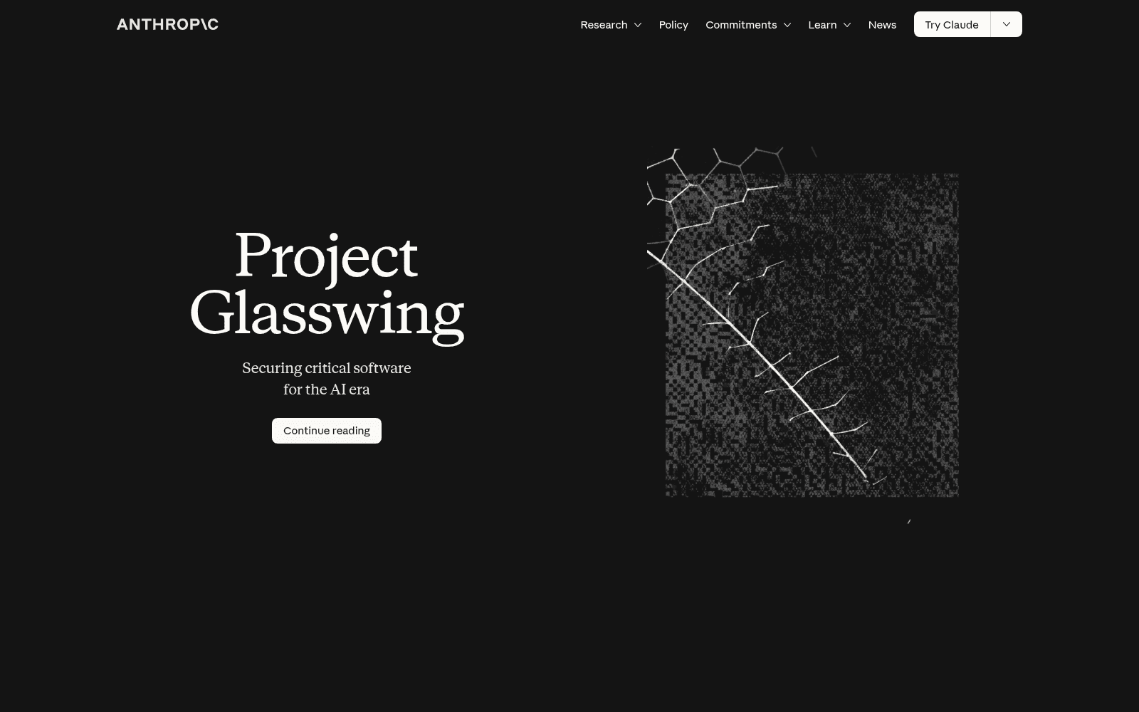The Project Glasswing page describing the initiative and its launch partners, as taken from Anthropic