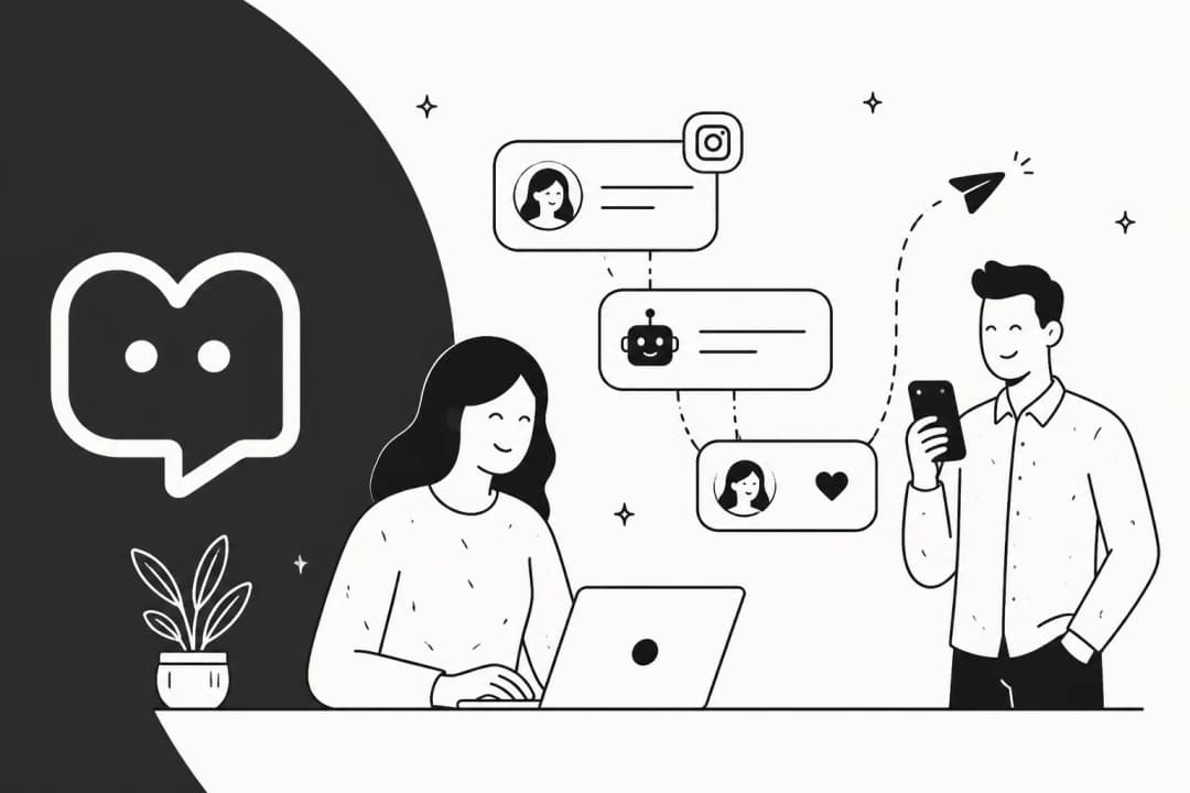 ManyChat review 2026 hero illustration showing chat marketing automation