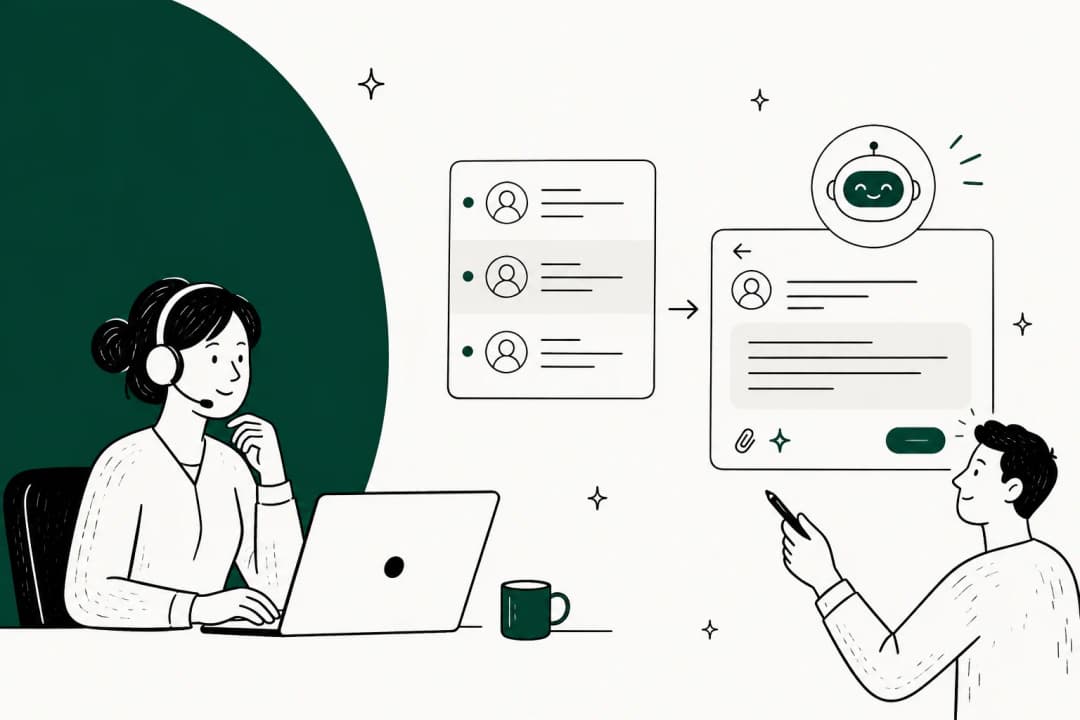 Illustrated banner for a guide on generating AI responses inside a support helpdesk