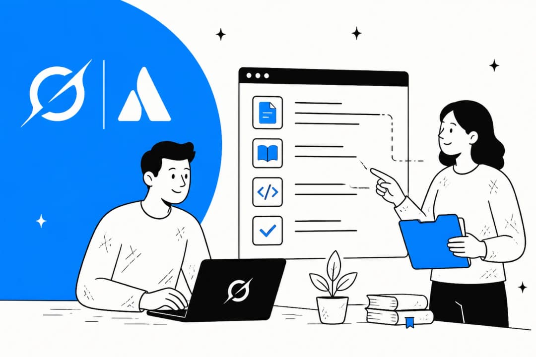 Grok Bot working with a Confluence knowledge base, illustrated hero banner