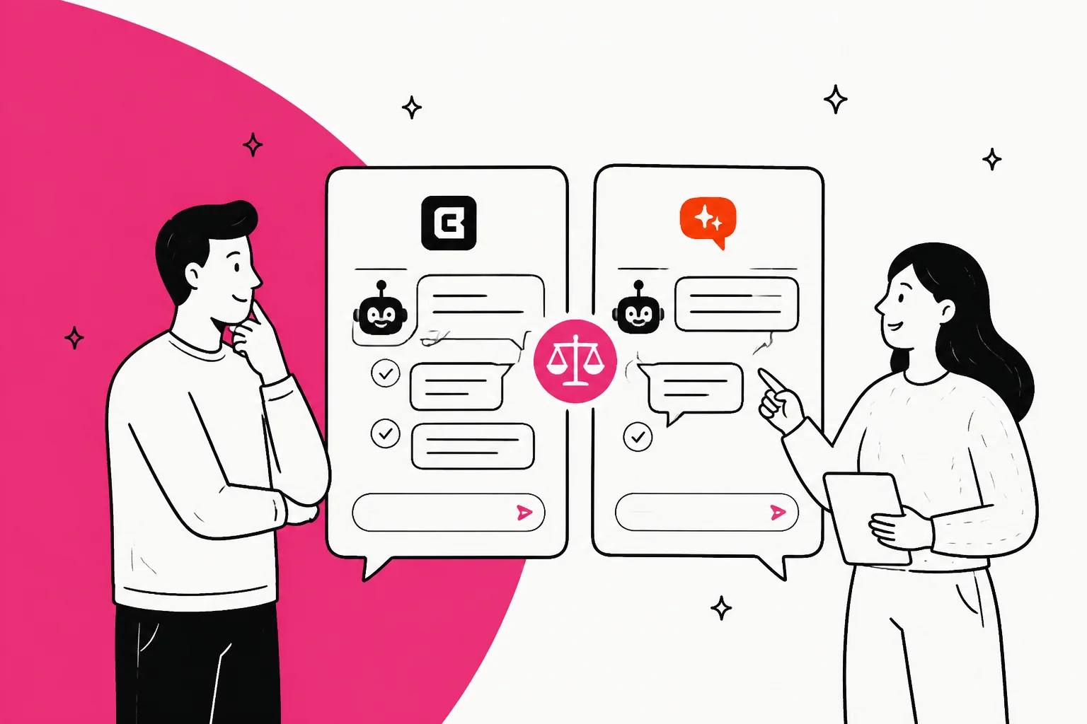 Chatbase and My AskAI logos on a magenta comparison banner
