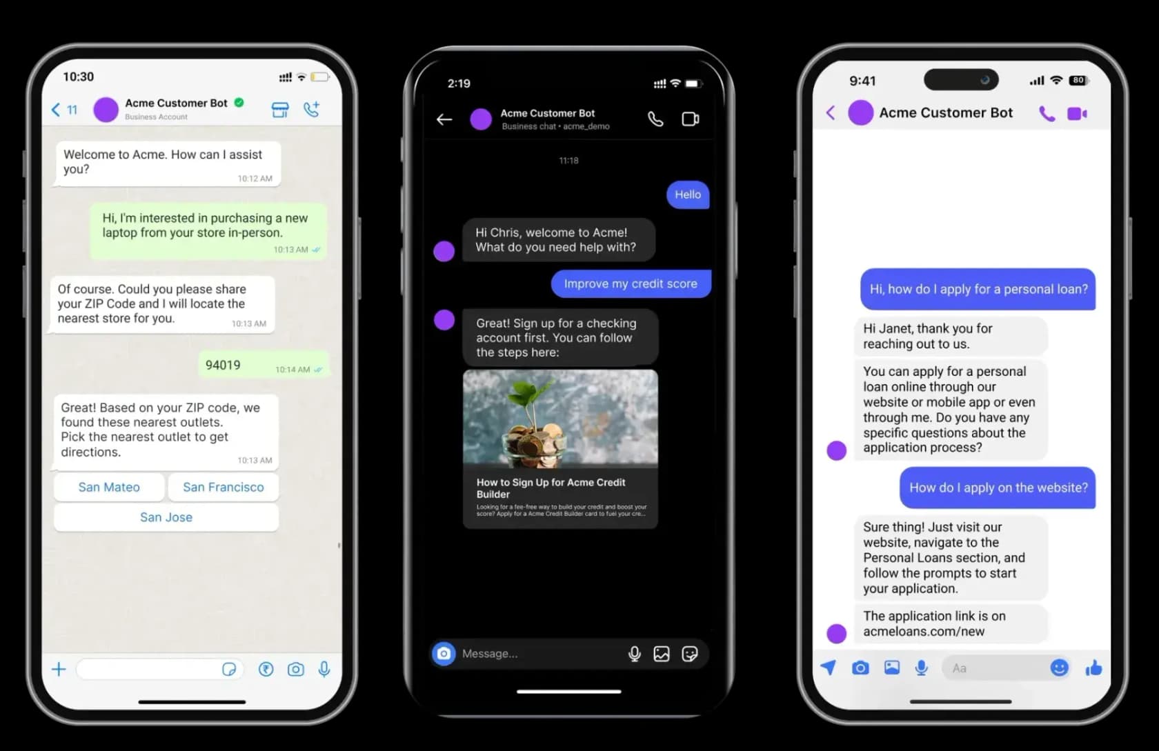 Freddy AI Agent answering customers natively across WhatsApp, Messenger, and web chat, as taken from Freshworks