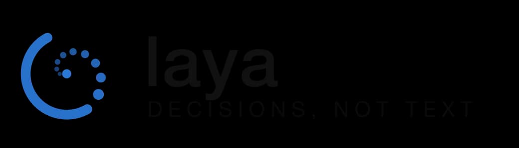 The Laya logo with its tagline, decisions not text