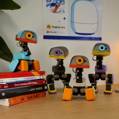 The four Microduck colorways side by side, the same robot at the same $399, as taken from the Pollen Robotics store