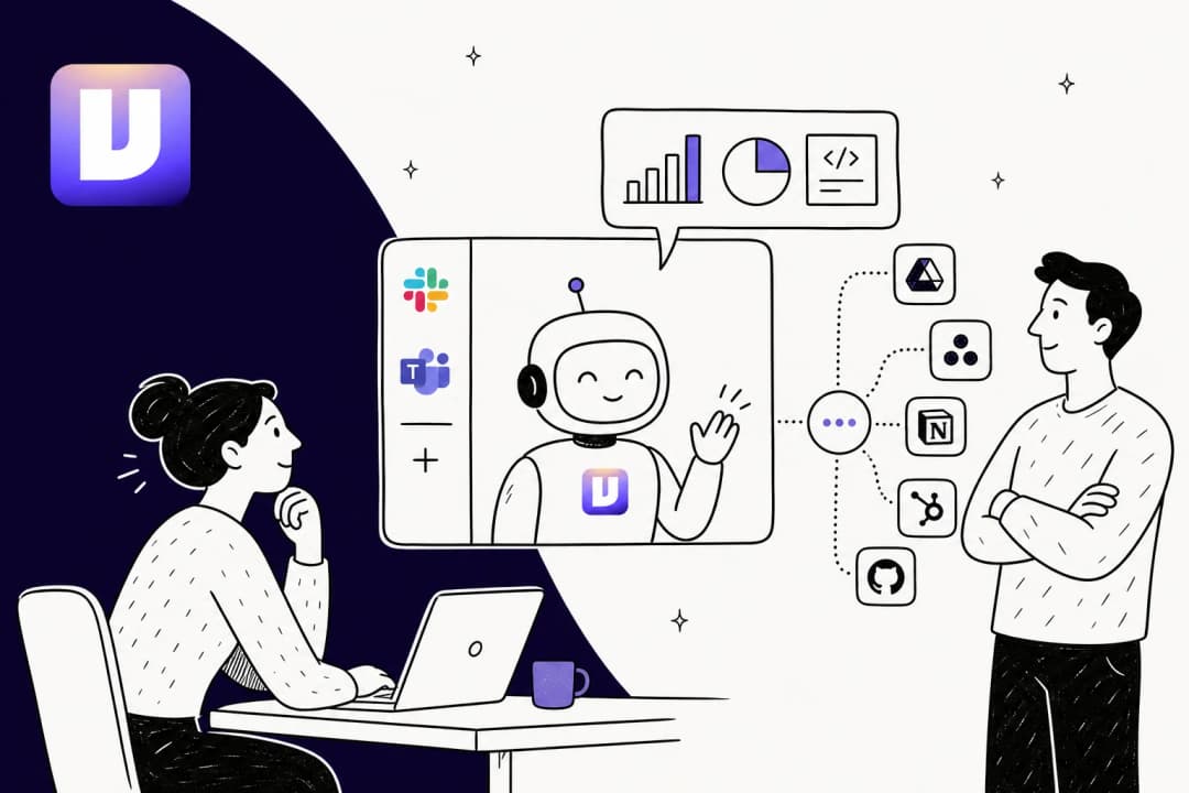 Illustration of Viktor, the AI employee that works inside Slack and Microsoft Teams