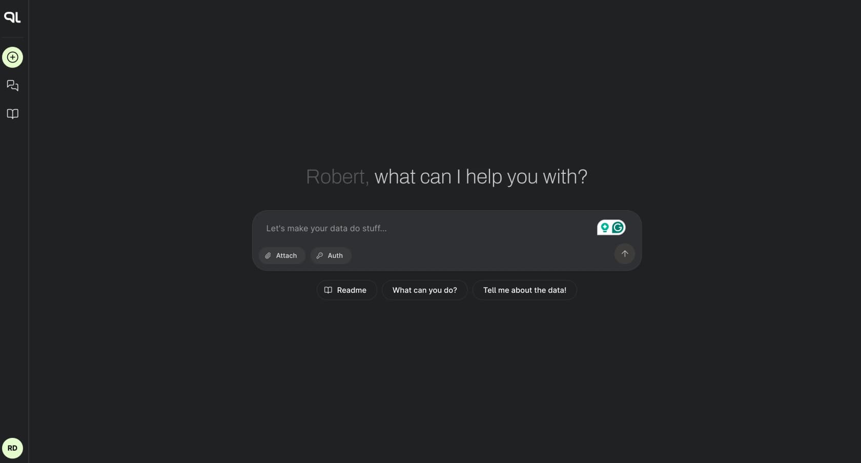 O Playground do PromptQL, o chat por projeto onde você faz perguntas aos seus dados, retirado do PromptQL
