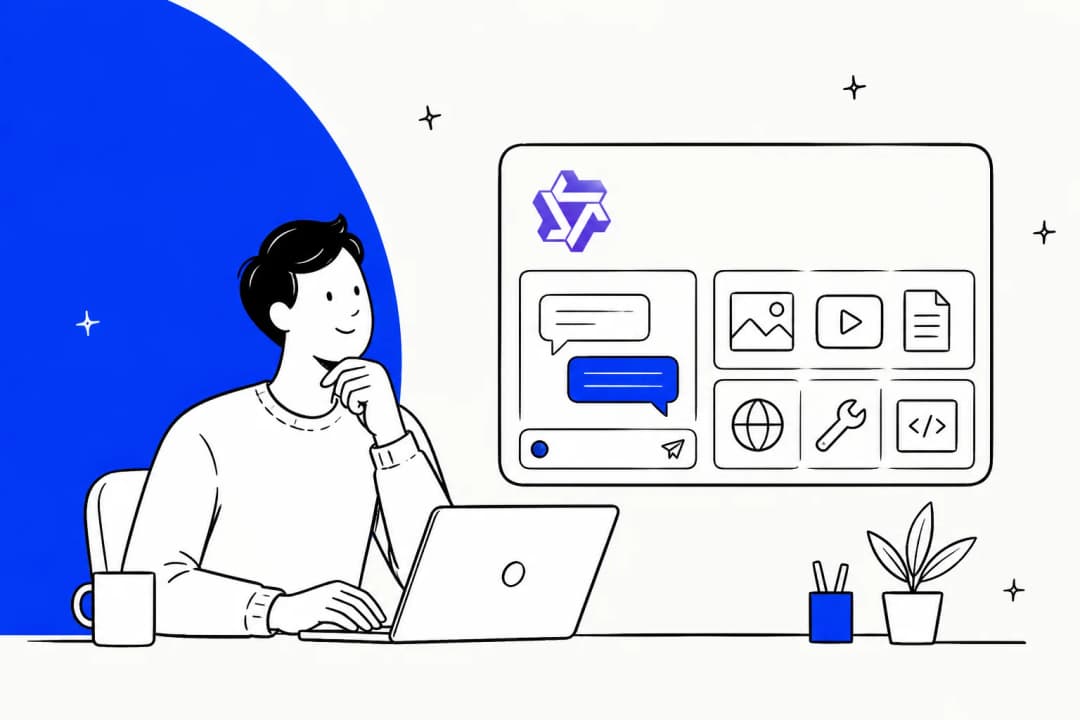 Illustration of a developer reaching Alibaba's Qwen 3.8 Max through chat, multimodal and API surfaces