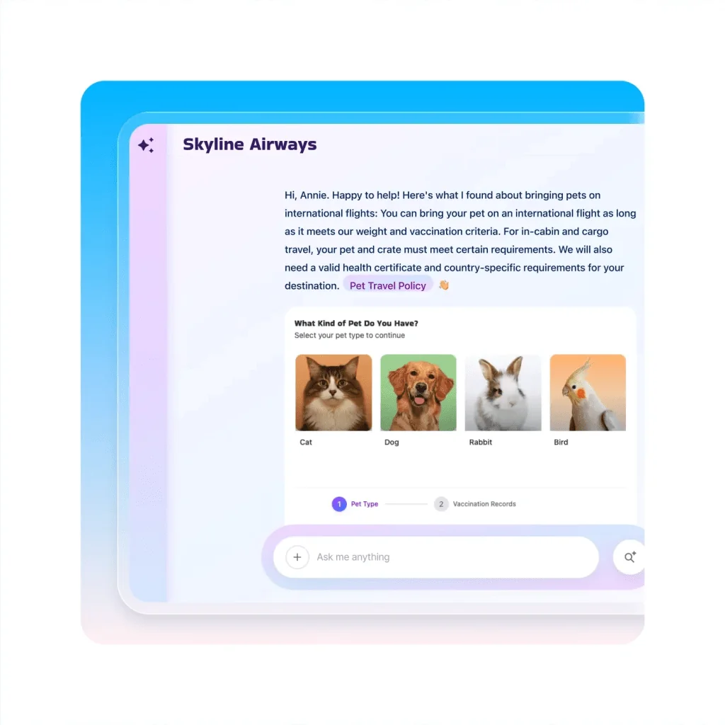 The Agentforce help agent answering a customer question in web chat with a guided selection step, as taken from Salesforce