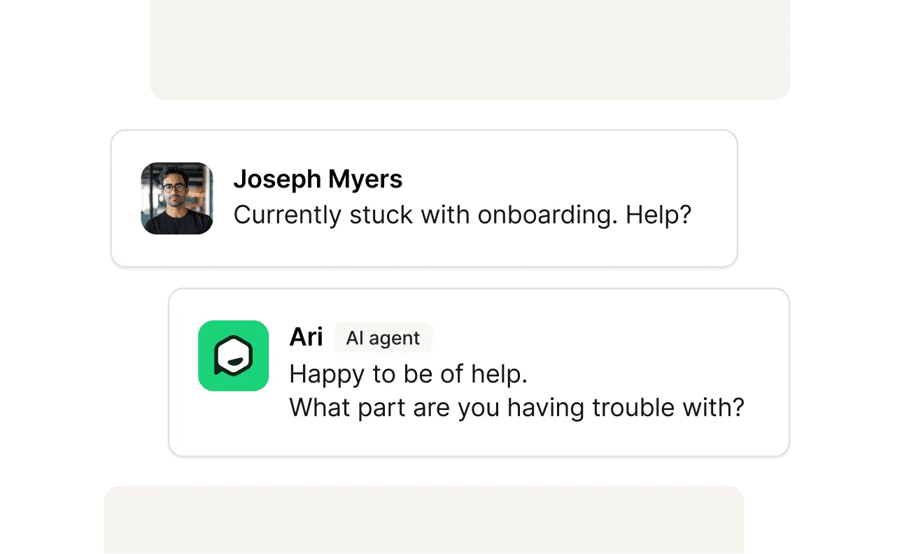 Ari replying to a customer as an AI agent inside a Plain thread, as taken from Plain