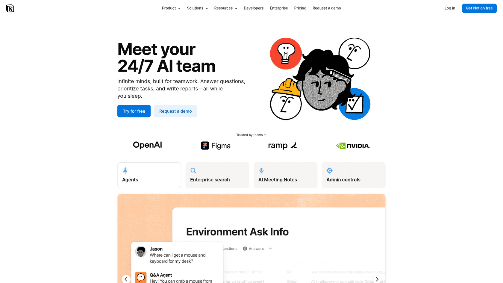 The Notion AI product page