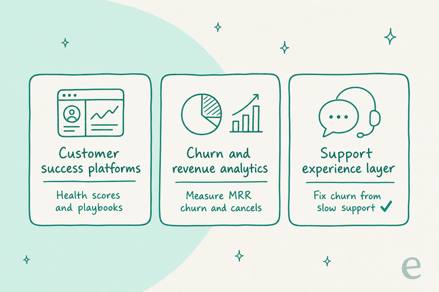 Three things people mean by churn management software: customer success platforms, churn and revenue analytics, and the support experience layer