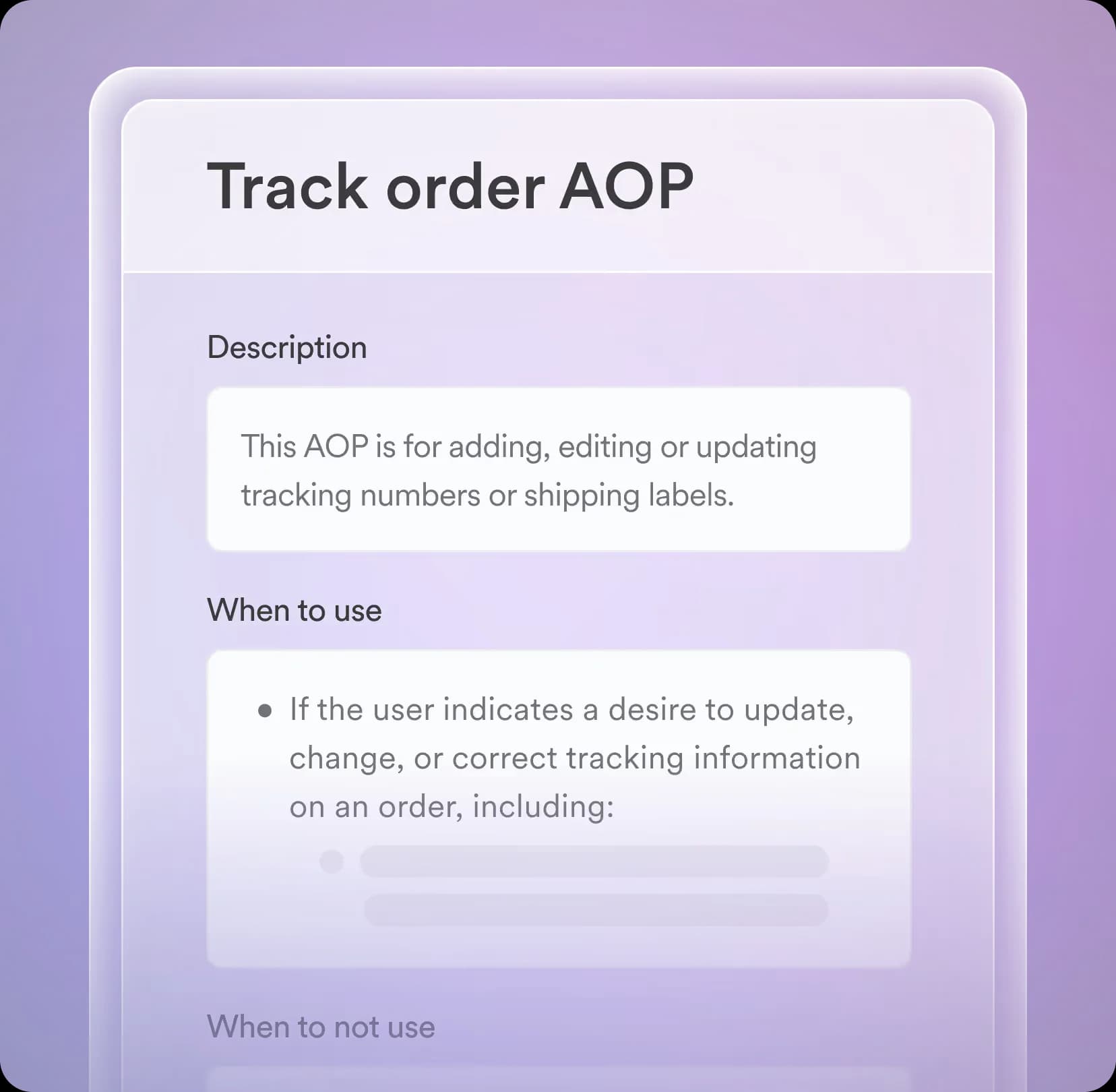 Decagon's Track Order AOP editor, defining agent behaviour in natural language, as taken from Decagon