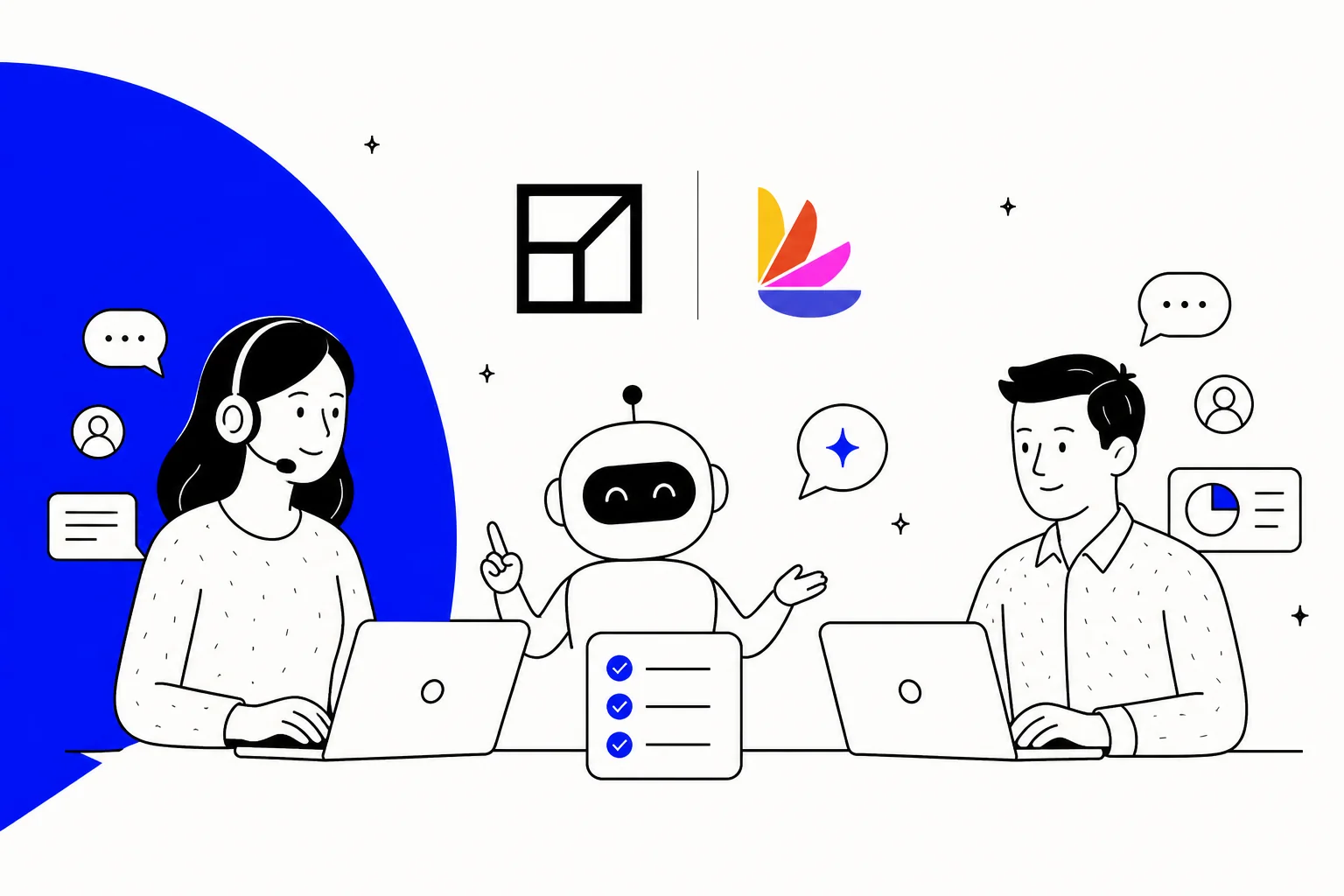 Two AI customer support agents side by side, representing a Gradient Labs vs Lorikeet comparison