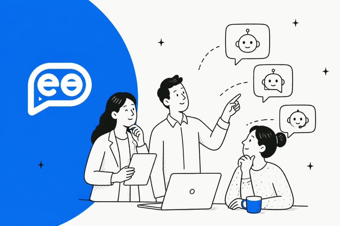 An illustration of a team weighing up several replacement AI assistants