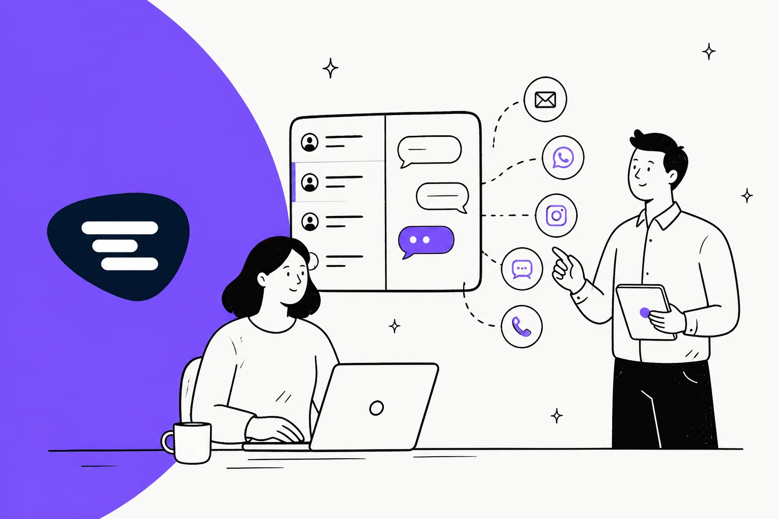 The best Trengo alternatives for 2026, illustrated as an omnichannel support inbox handling email, WhatsApp, Instagram, chat, and voice