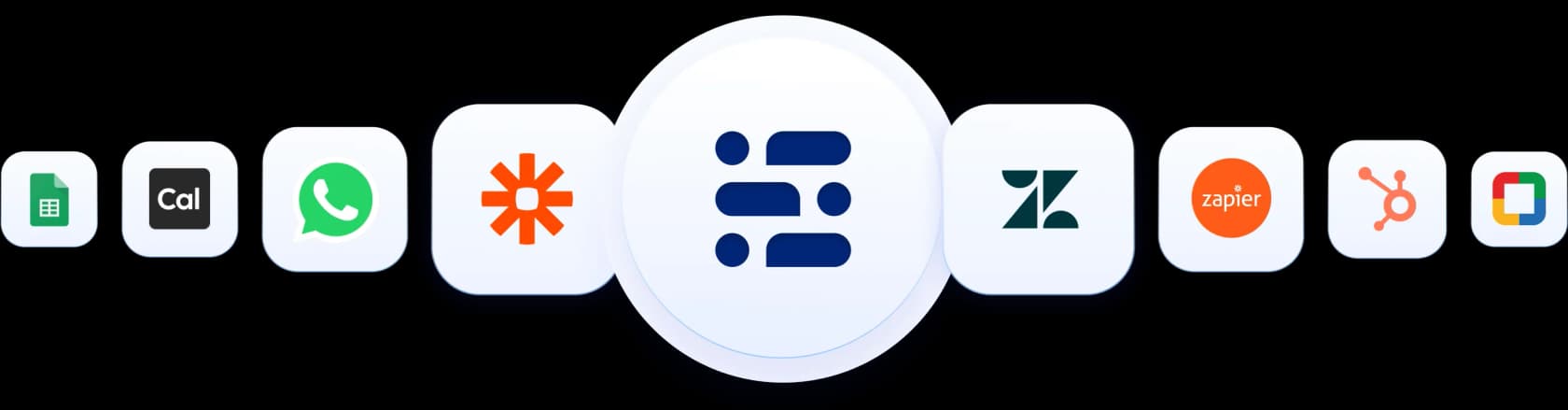 Chatling's native integrations including Google Sheets, Cal.com, Zapier, Zendesk, and HubSpot, as taken from Chatling