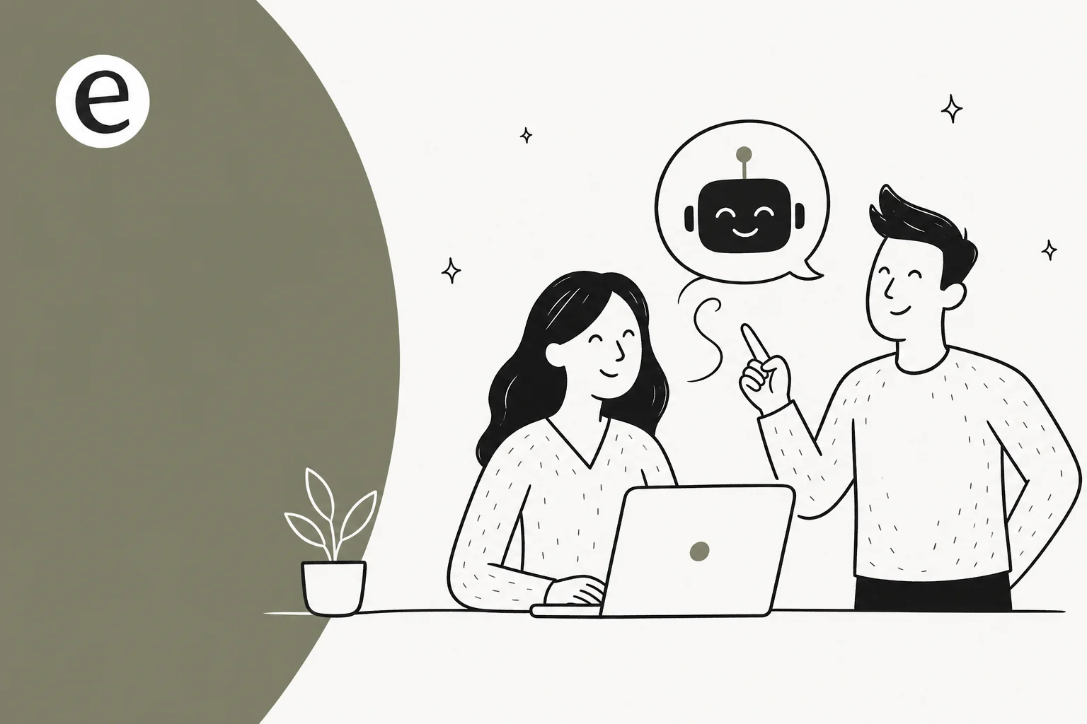 Illustration of an AI support agent speaking in a brand's voice