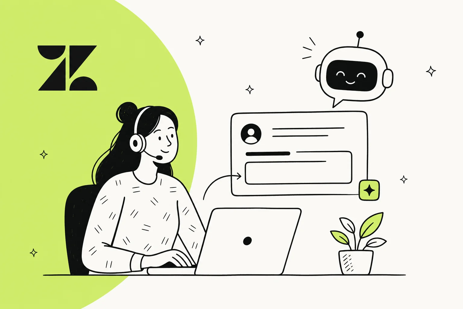 agent workspace で AI が作成した返信を確認している Zendesk のサポートエージェント