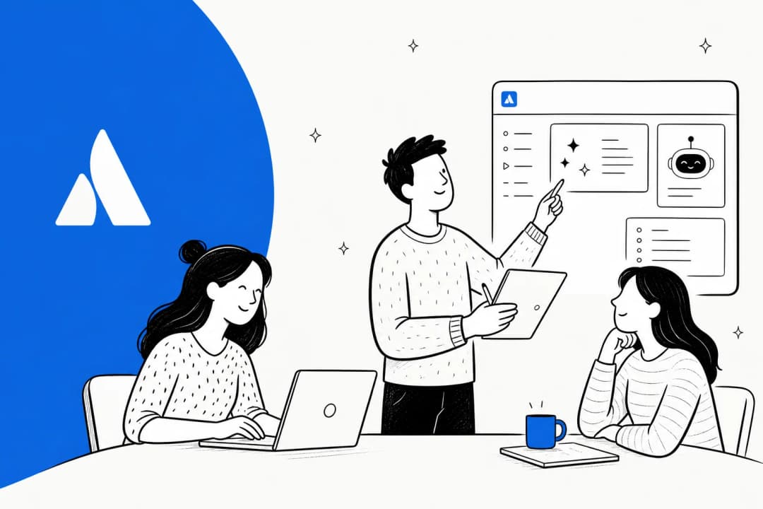 Illustrated banner for a guide on how to use AI in Confluence