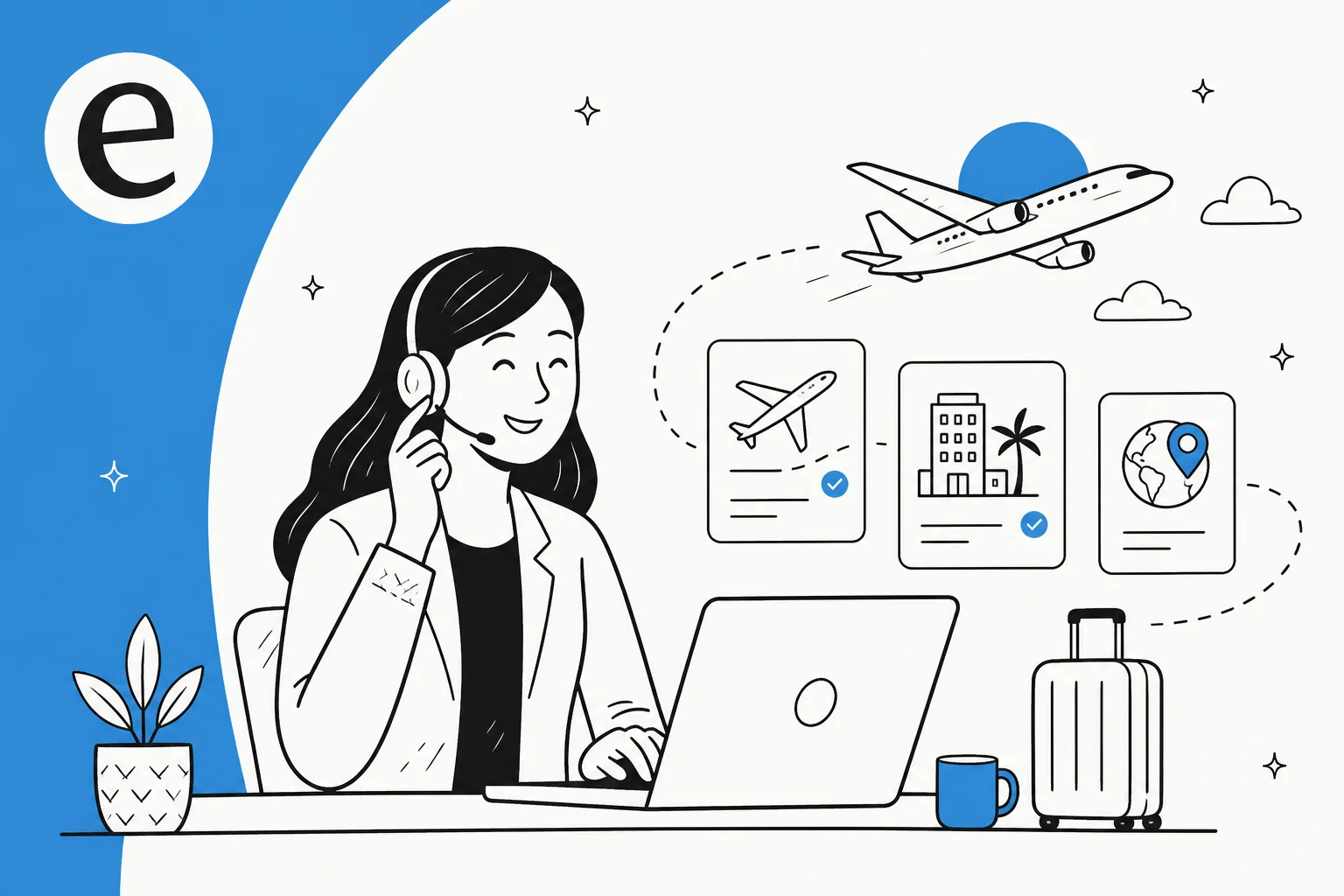Illustrated hero banner for a roundup of the best AI customer support tools for the travel industry