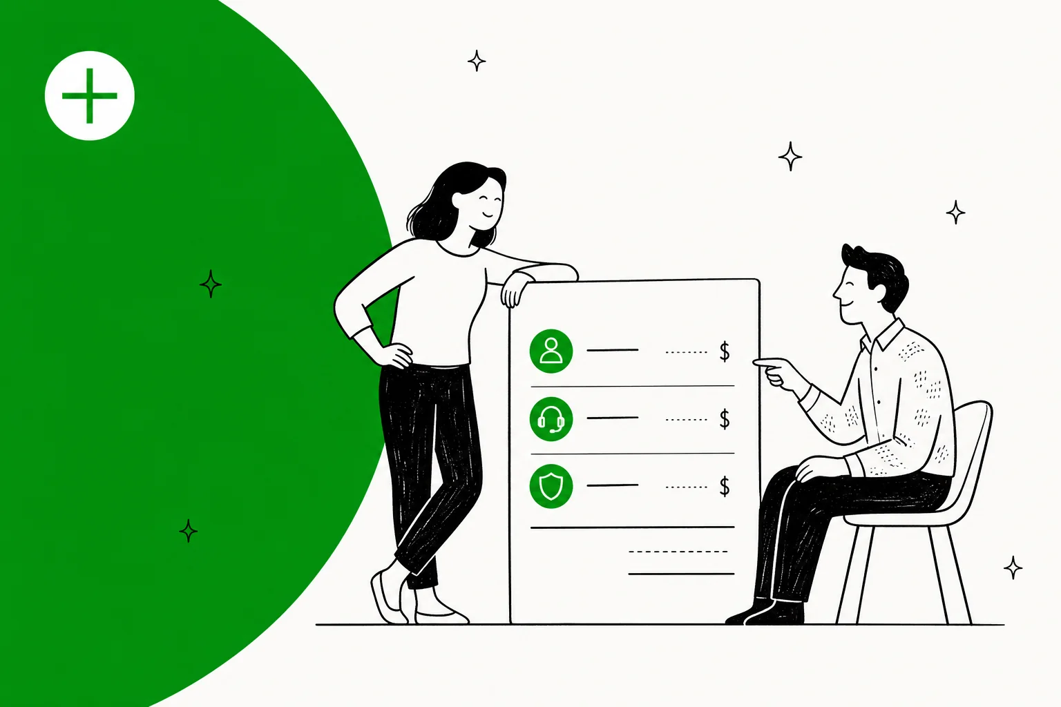 Gladly pricing breakdown illustration in Gladly green