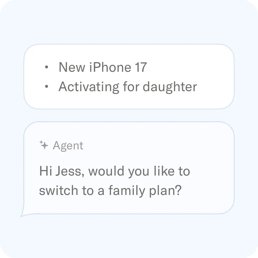 Sierra's AI agent handling a phone-activation conversation, as taken from Sierra