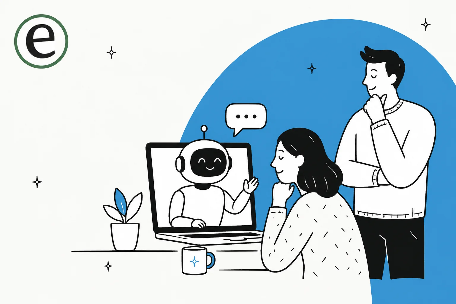 Illustration of an AI customer service agent handling SaaS support tickets