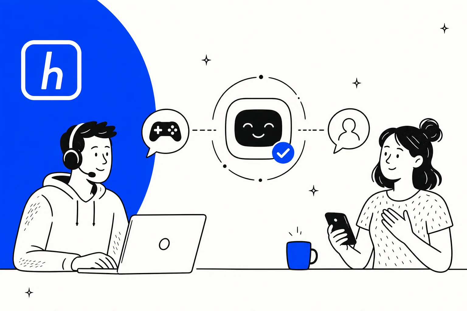Helpshift AI review banner with the Helpshift logo on a warm off-white background