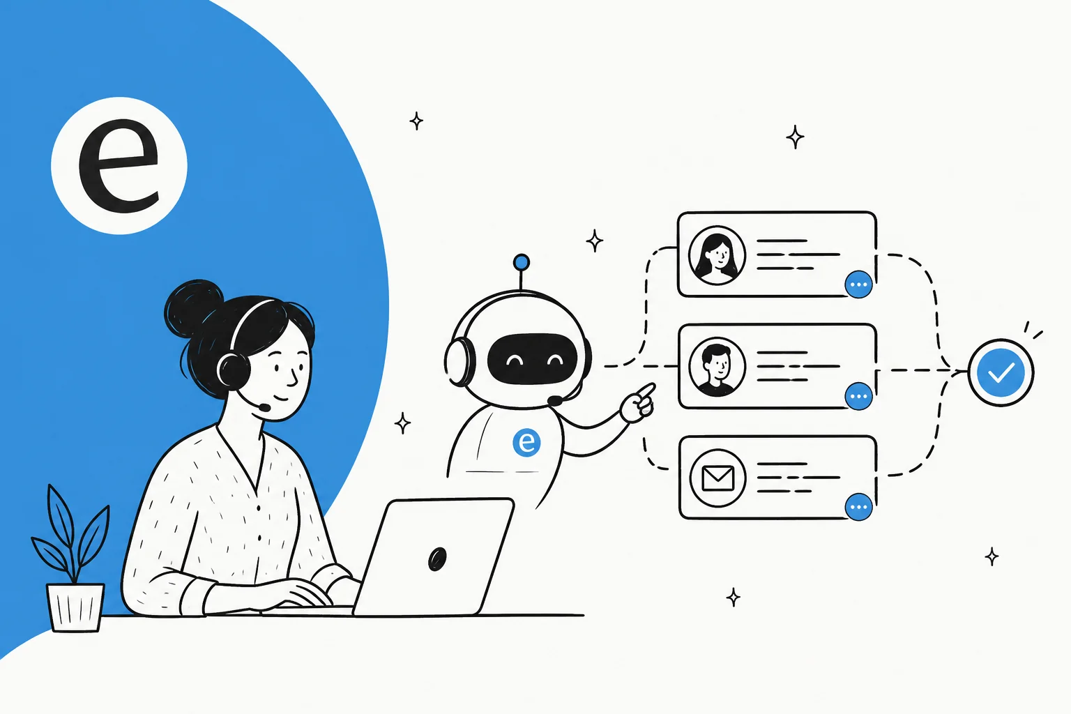 A support agent and an AI assistant resolving customer tickets together