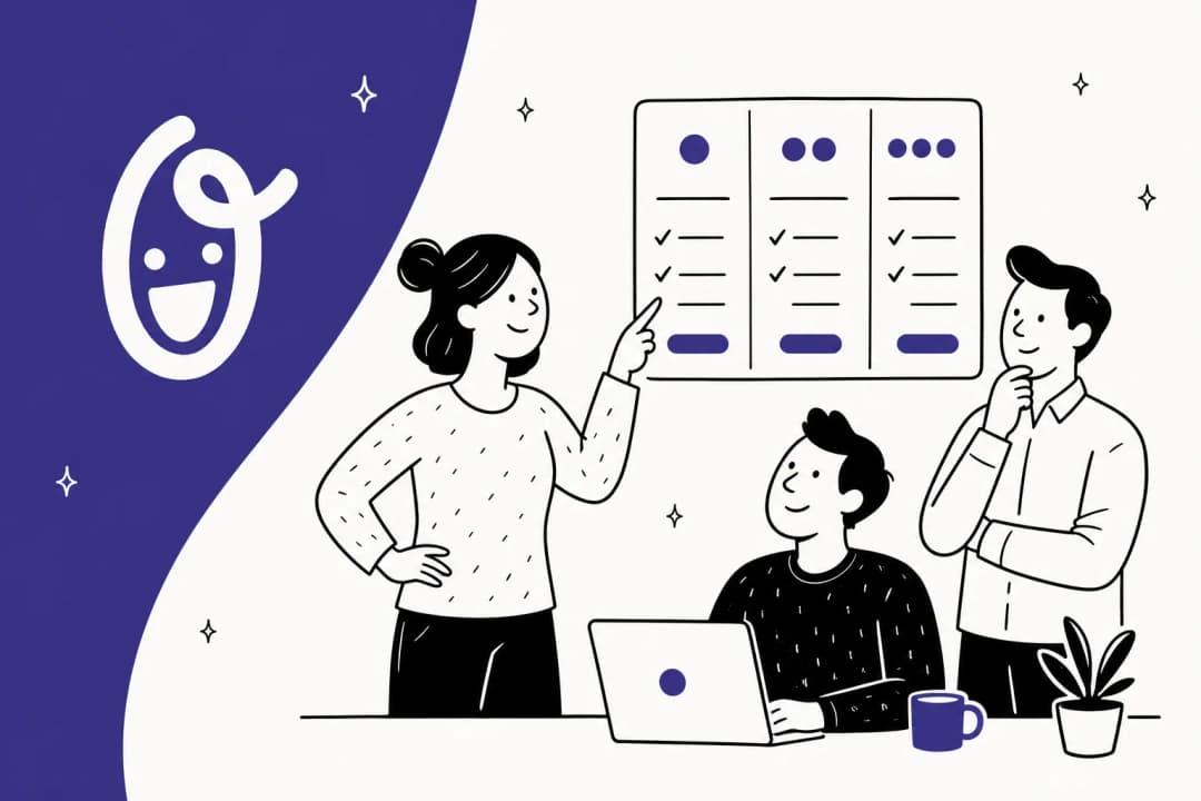 Olark live chat pricing breakdown illustration in indigo and off-white