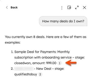 HubSpot Breeze Assistant interface showing the AI prompt panel and ticket context integration, as taken from HubSpot