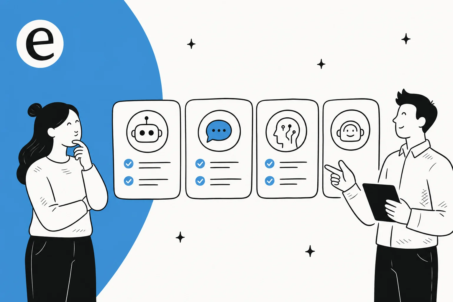 Illustrated banner for a 2026 roundup of the best AI tools for B2B customer support