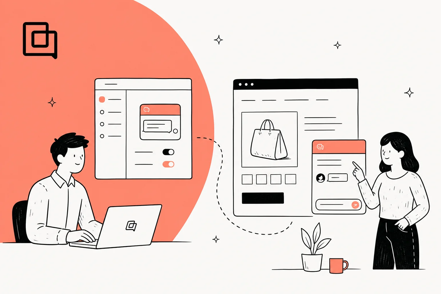 The Gorgias web widget shown as a live chat bubble on a Shopify storefront