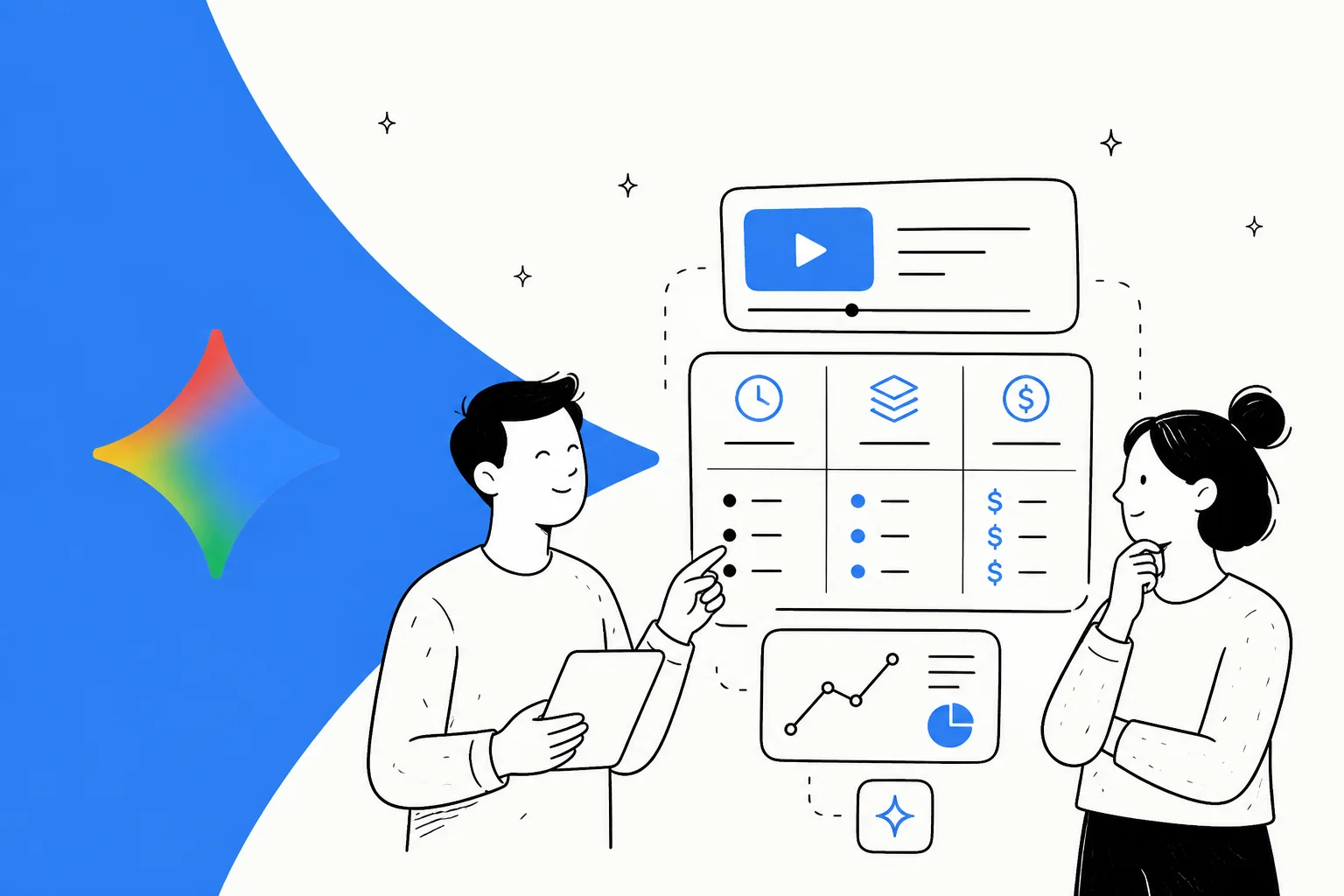 Illustration representing Gemini Omni Flash's per-second AI video generation pricing