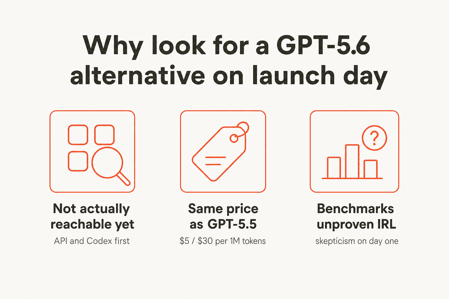 Three concrete reasons people are still shopping for a GPT-5.6 alternative on its own public launch day