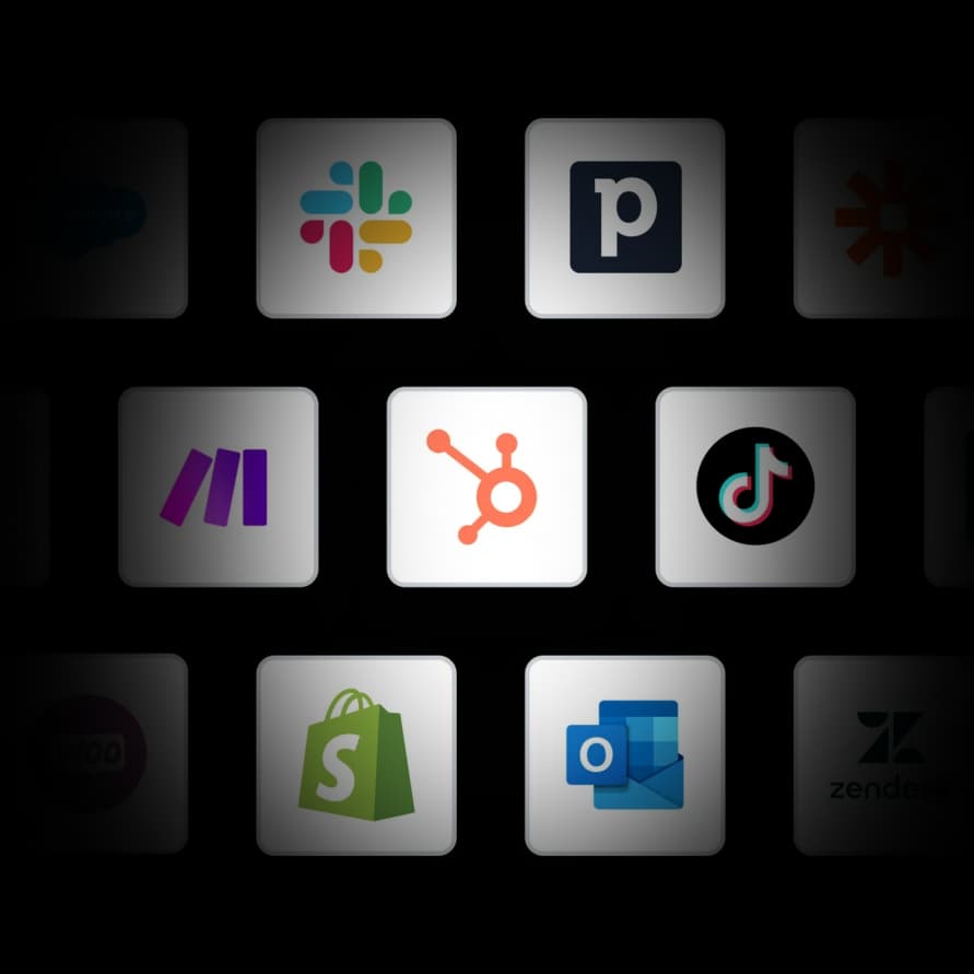 A grid of Respond.io integrations including Slack, HubSpot, TikTok, Shopify and Outlook, as taken from Respond.io