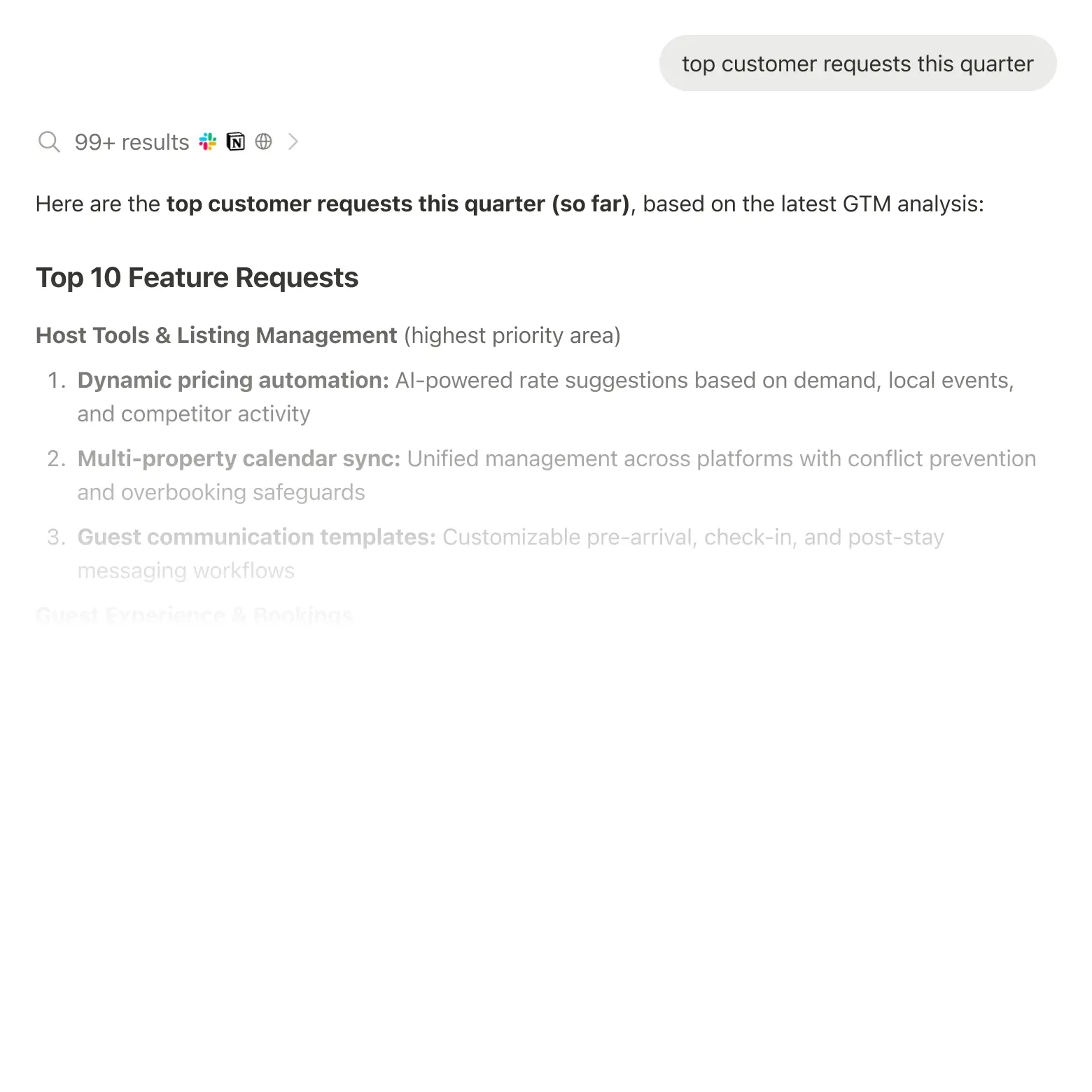 Notion Enterprise Search mostrando resultados do Slack, Google Drive e Jira