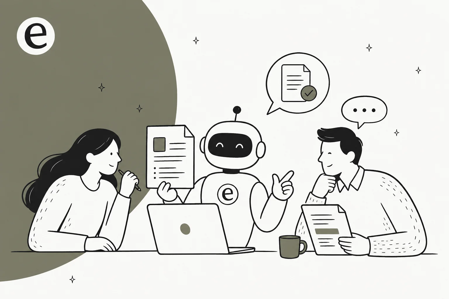 Editorial illustration of documents and AI chat interface - best PDF AI tools roundup 2026