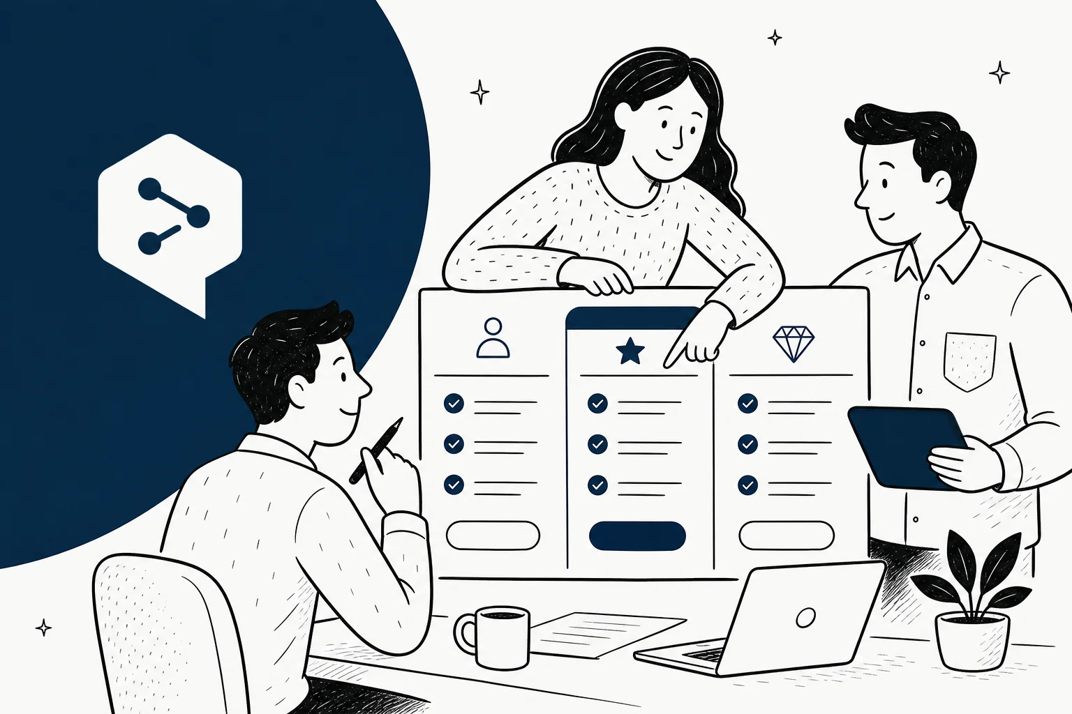 Illustration de l'en-tête du blog sur les tarifs de DeepL dans un style de caricature éditoriale
