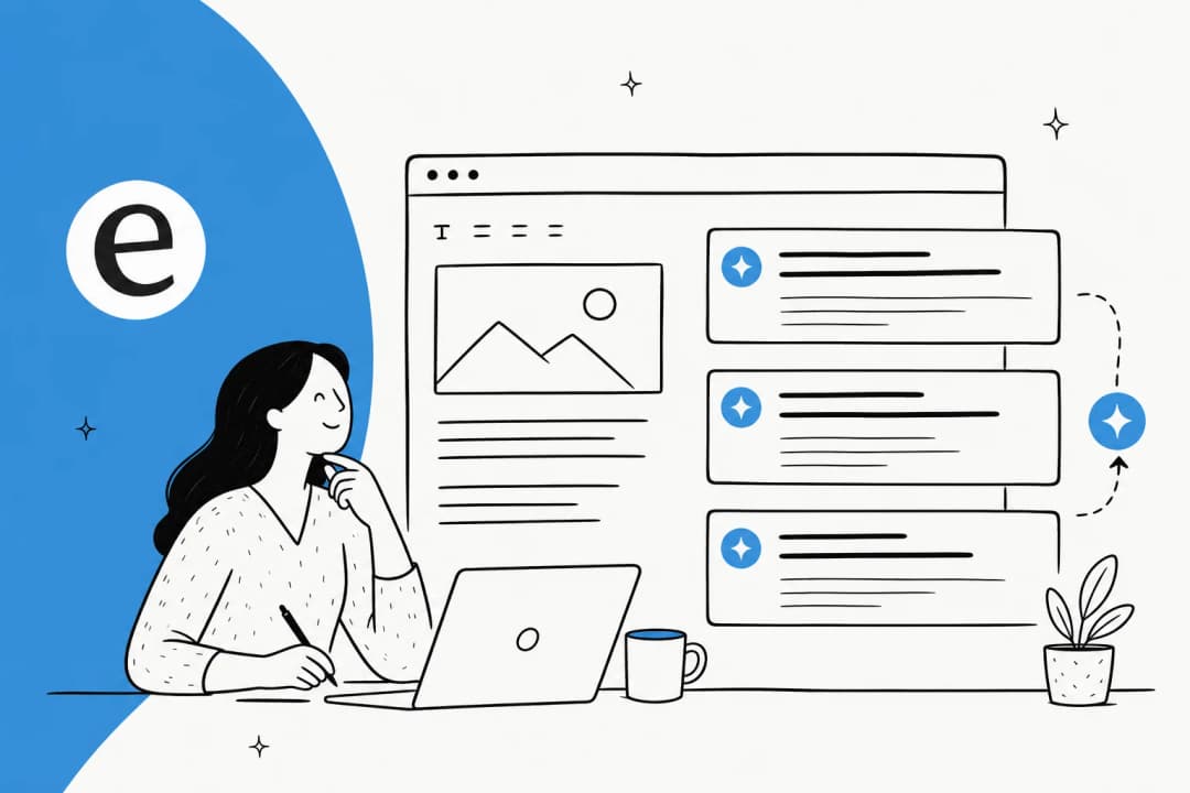 An AI drafting several blog post title options on a clean editor canvas