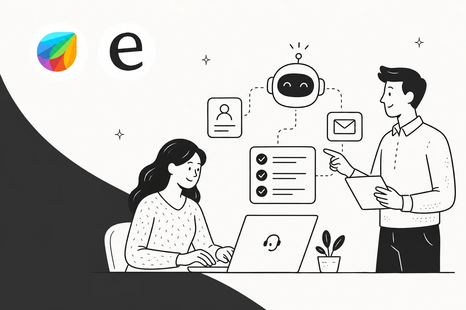 Ilustración principal para un listículo de 2026 con las mejores apps de automatización con IA para Freshdesk, con referencias de logotipos de Freshdesk y eesel