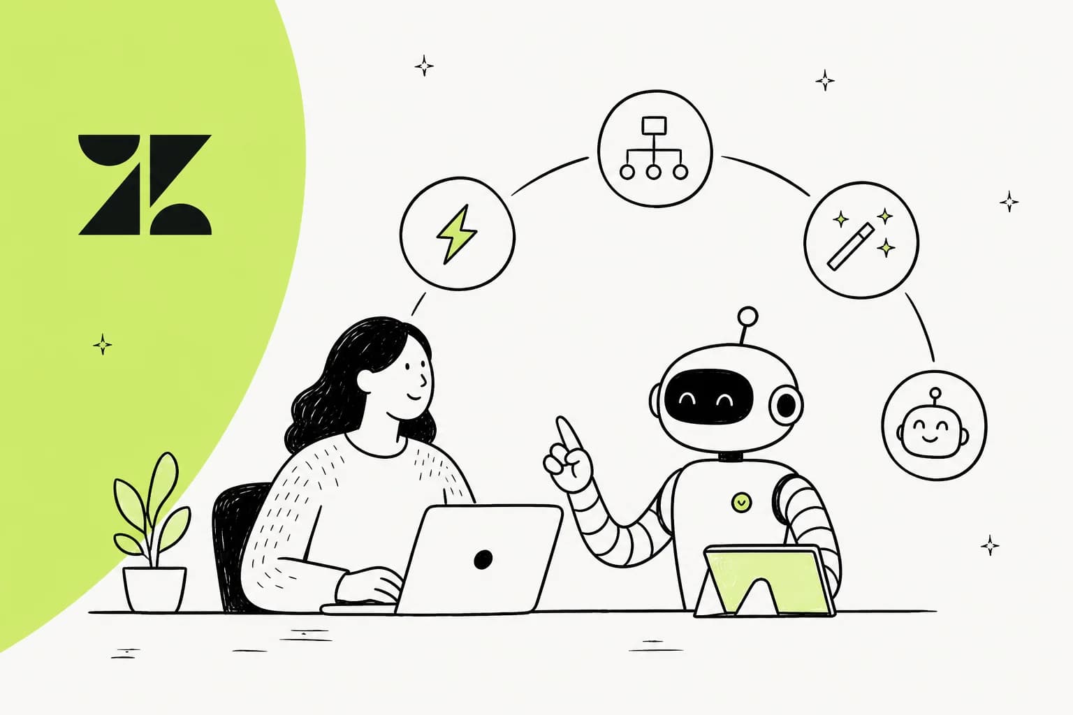 Cover-Illustration zum Zendesk-Automatisierungsleitfaden mit Triggern, Automatisierungen und Makros