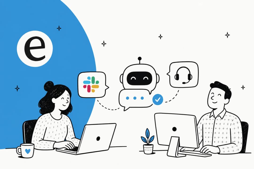 An IT support chatbot answering an employee in Slack and handing off to a human when unsure