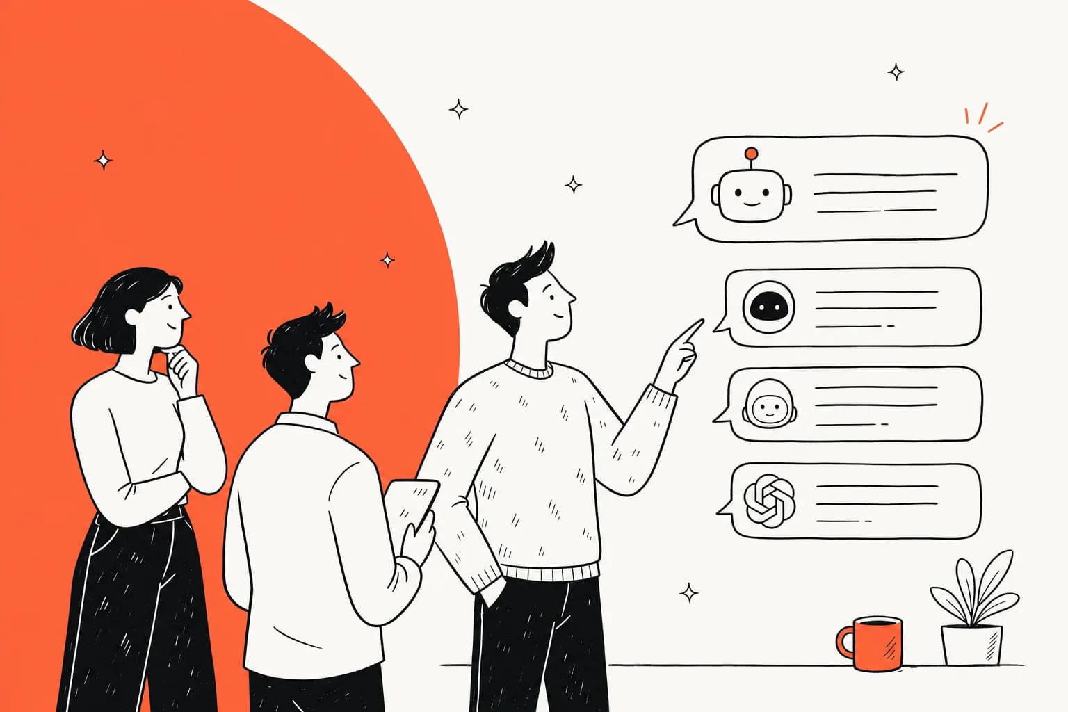 Editorial illustration representing a comparison of AI chat models as alternatives to GPT-5.6