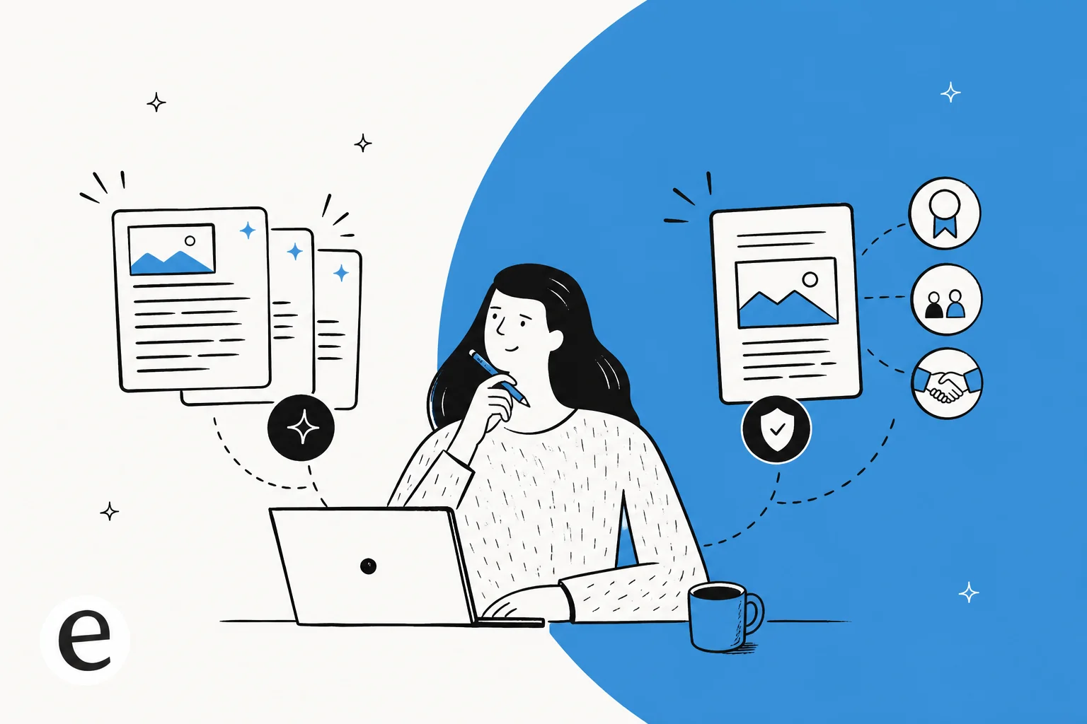 A marketer weighing an AI-drafted B2B blog post against the bar of quality, credibility and trust